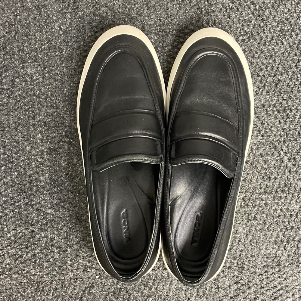 Vince Ghita Women's Size 10M Black Leather Slip-On Comfort Shoes Platform Comfy - Picture 2 of 6